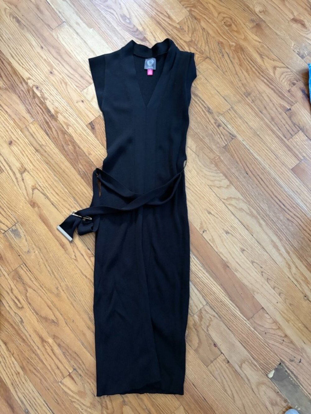 Vince belted black dress